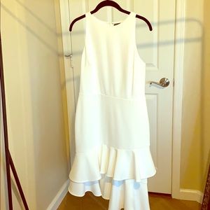 White sleeveless ruffle dress